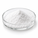 White crystalline Alpha-Arbutin powder in a clear glass laboratory dish on white