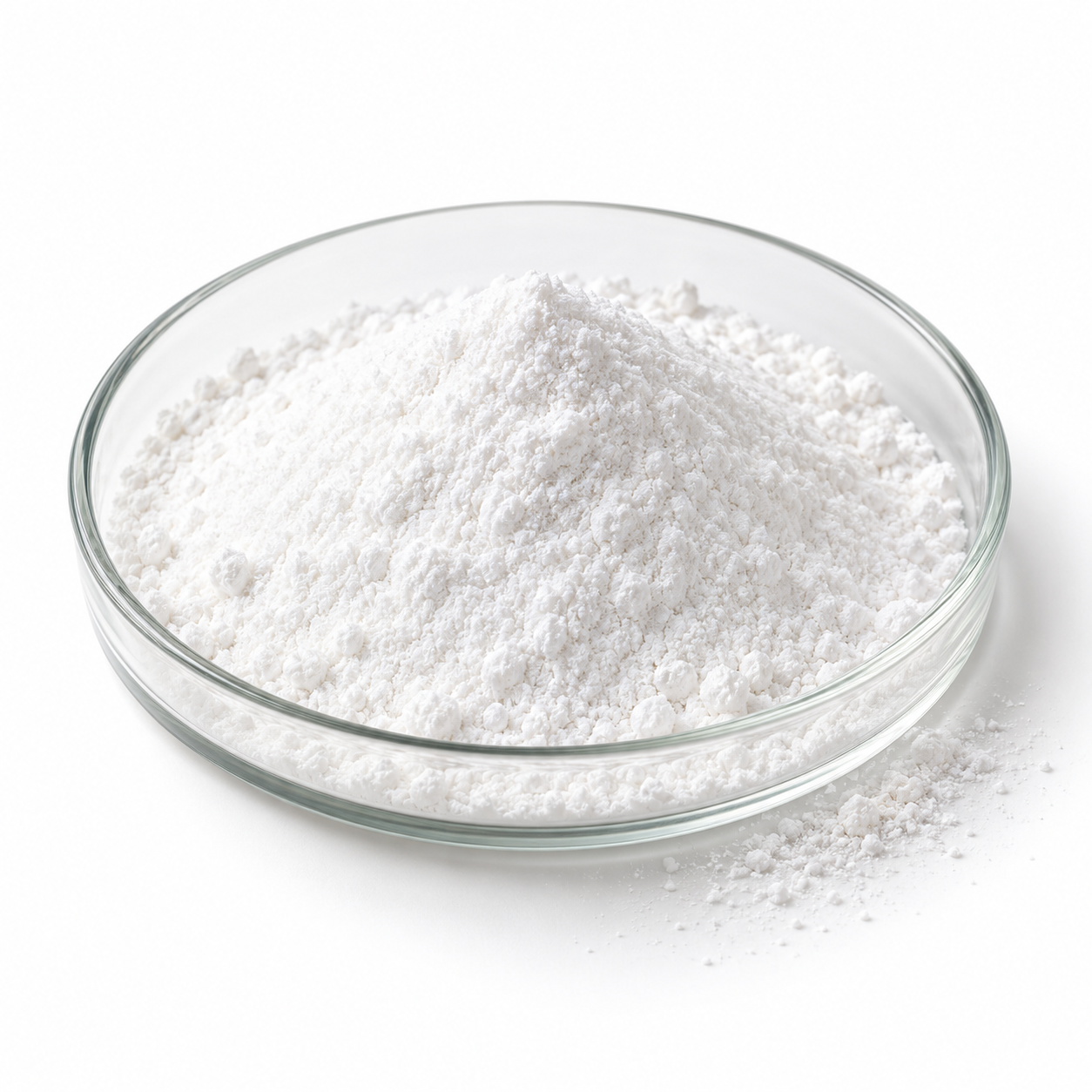 Illustration of Aristoflex AVS white powder in a clear glass dish