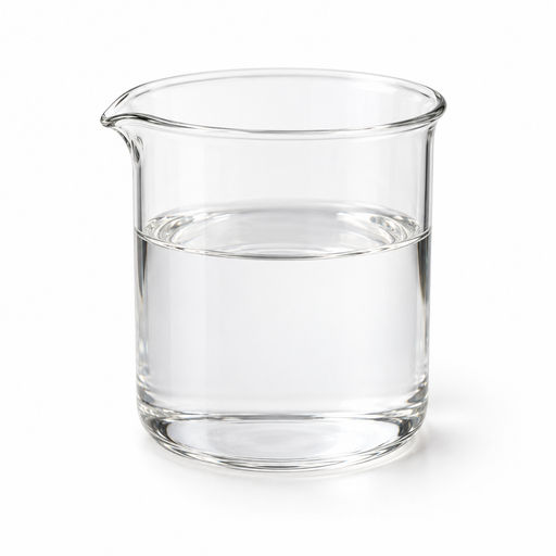 Illustration of clear colourless Neossance Squalane liquid in a glass beaker