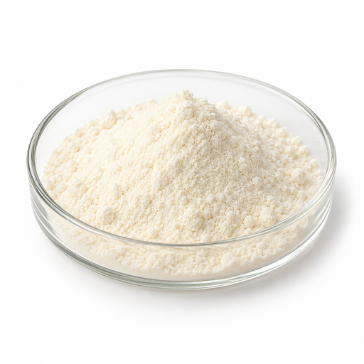 Illustration of pale cream Polyquaternium-10 powder in a clear glass dish